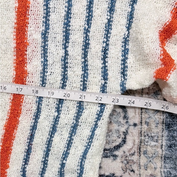 Striped Crew Neck Sweater in White, Blue, and Orange - Picture 3 of 5